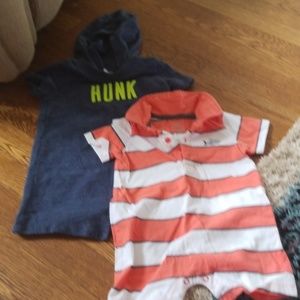 2 rompers for boys, both carters, 18mo 24mo